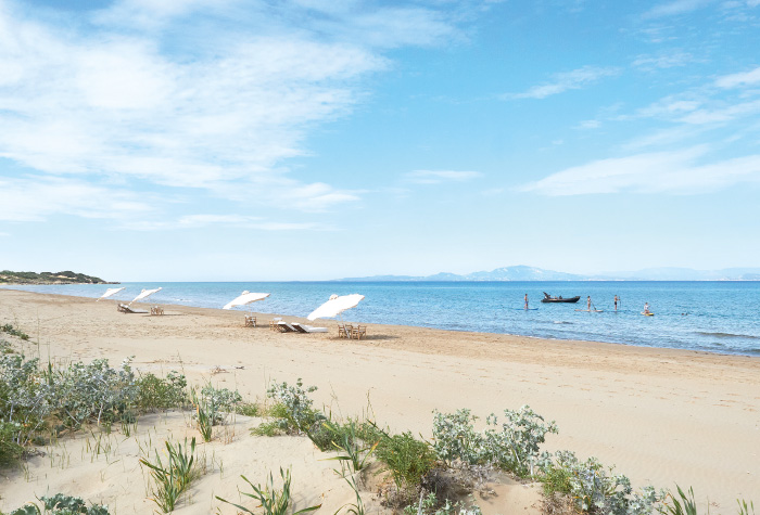 02-sandy-blue-flag-beach-in-mega-resort-grecotel-riviera-olympia-in-greece